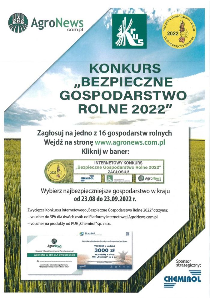 Miniaturka artykułu Konkurs Bezpieczne Gospodarstwo Rolne 2022